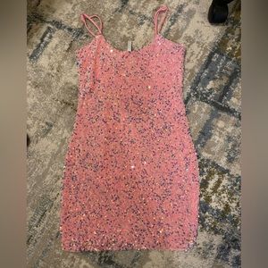 Lucy In The Sky pink sparkly mini dress